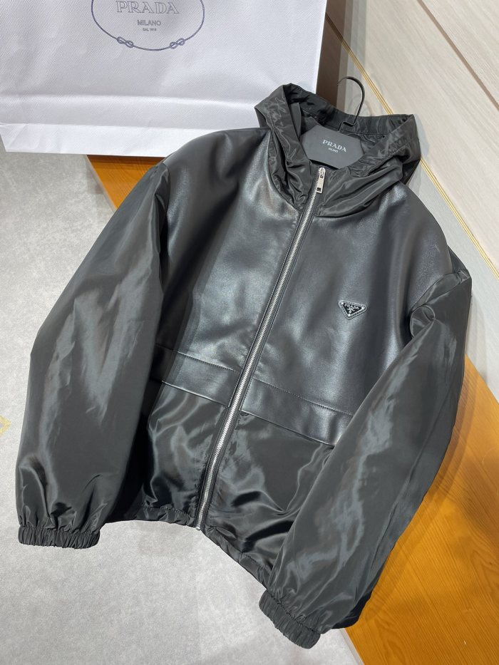 NIGO Prada Men's Spring and Fall Black Logo Patchwork High Collar Zipper Jacket #nigo73282