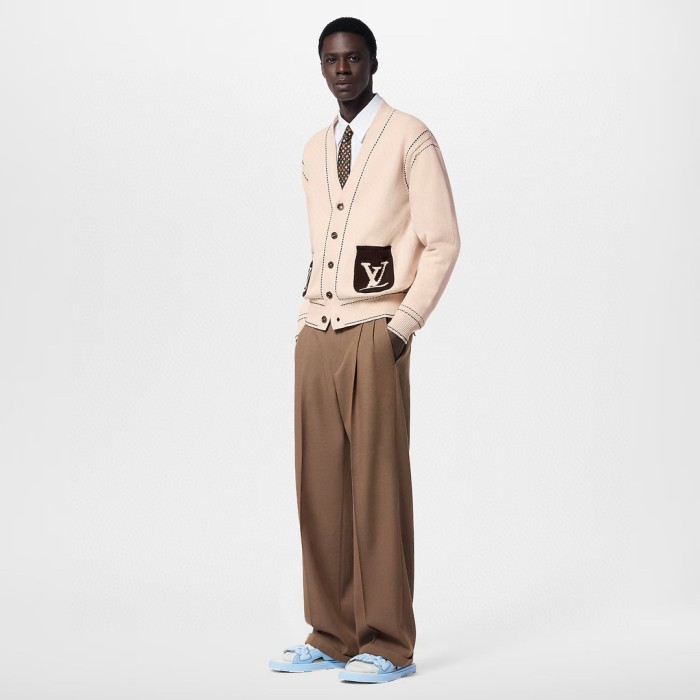 NIGO Louis Vuitton Men's Spring & Autumn Solid Color Button Mid Waist Straight Leg Casual Pants #nigo73274