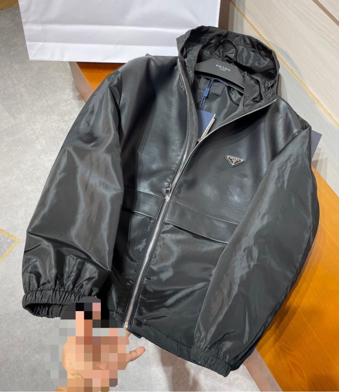 NIGO Prada Men's Spring and Fall Black Logo Patchwork High Collar Zipper Jacket #nigo73282