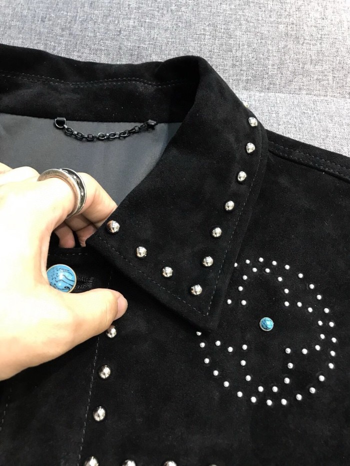 NIGO Louis Vuitton Men's Fall/Winter Black Logo Pattern Embroidery Lapel Long Sleeve Denim Jacket #nigo73291