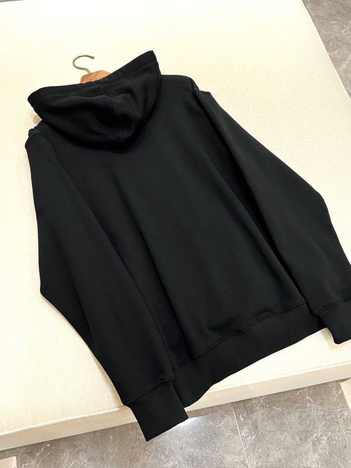 NIGO Prada Men's Spring and Fall Triangle Metal Label Black Cotton Hooded Drawstring Loose Sweatshirt Pullover #nigo73284