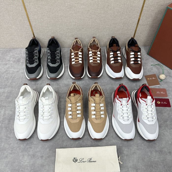 NIGO Loro Piana Week End Walk Men's Casual Shoes Mesh Cowhide Patchwork Sneakers Fashion Simple Commuter Men's Shoes #nigo71663