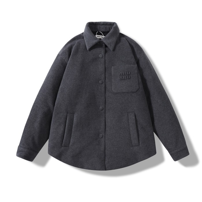 NIGO MiuMiu Women's Autumn and Winter Embroidery Letter Logo Tweed Down Long Sleeve Jacket #nigo73317