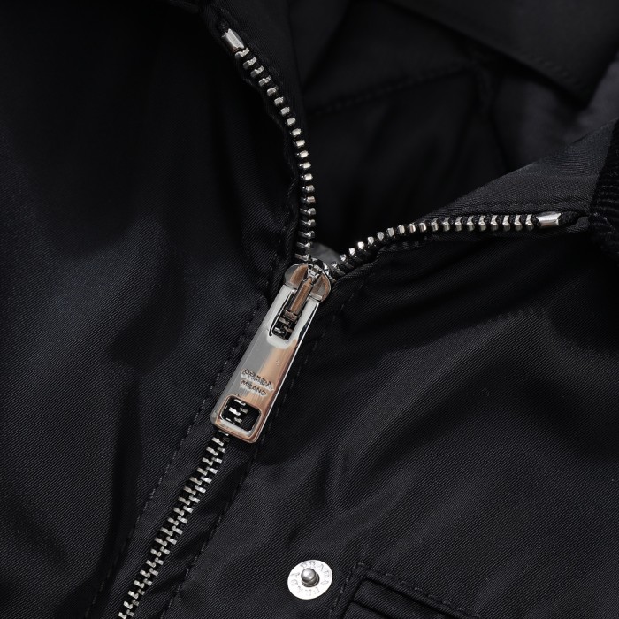 NIGO Prada Men's Fall And Winter Black Nylon With Corduroy Zipper Long Sleeved Jacket #nigo73321