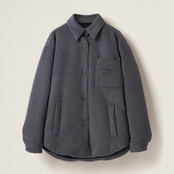 NIGO MiuMiu Women's Autumn and Winter Embroidery Letter Logo Tweed Down Long Sleeve Jacket #nigo73317