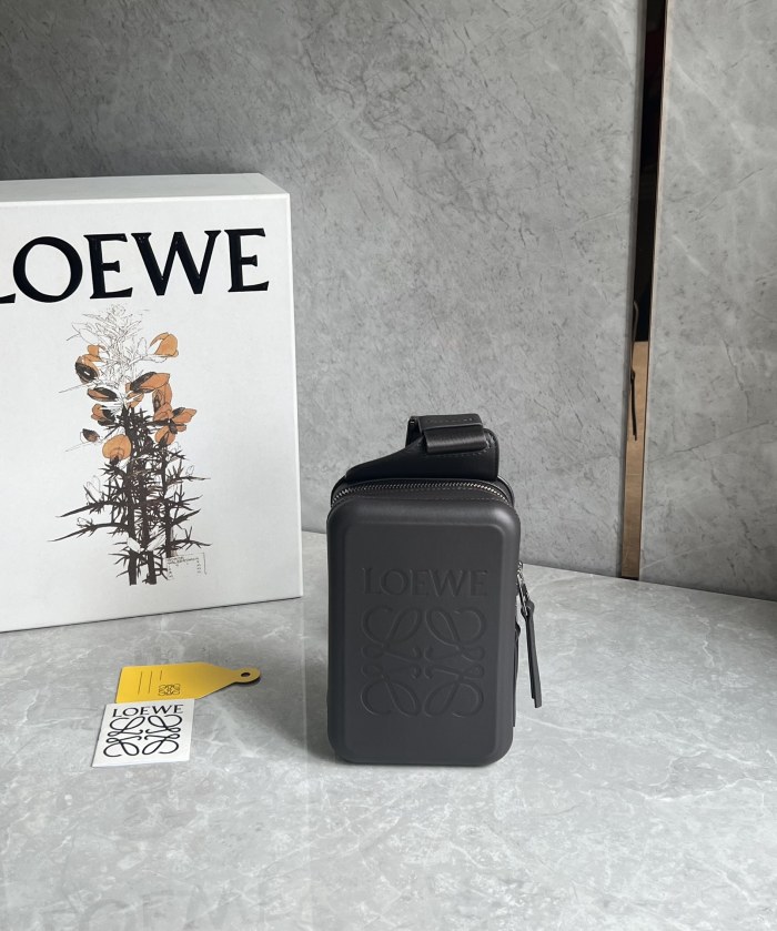 NIGO Loewe Men's Solid Color Embossed Letter Logo Smooth Cowhide Shoulder Crossbody Bag Bags #nigo73312