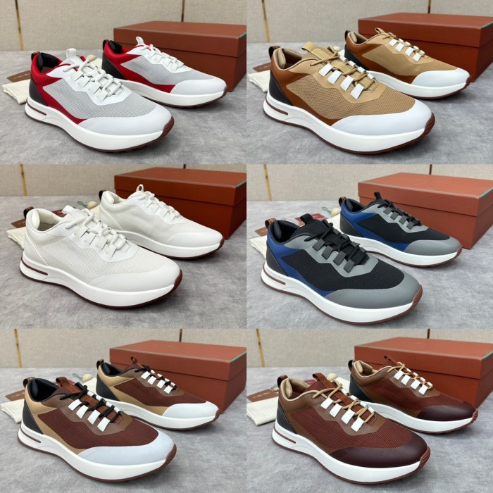 NIGO Loro Piana Week End Walk Men's Casual Shoes Mesh Cowhide Patchwork Sneakers Fashion Simple Commuter Men's Shoes #nigo71663