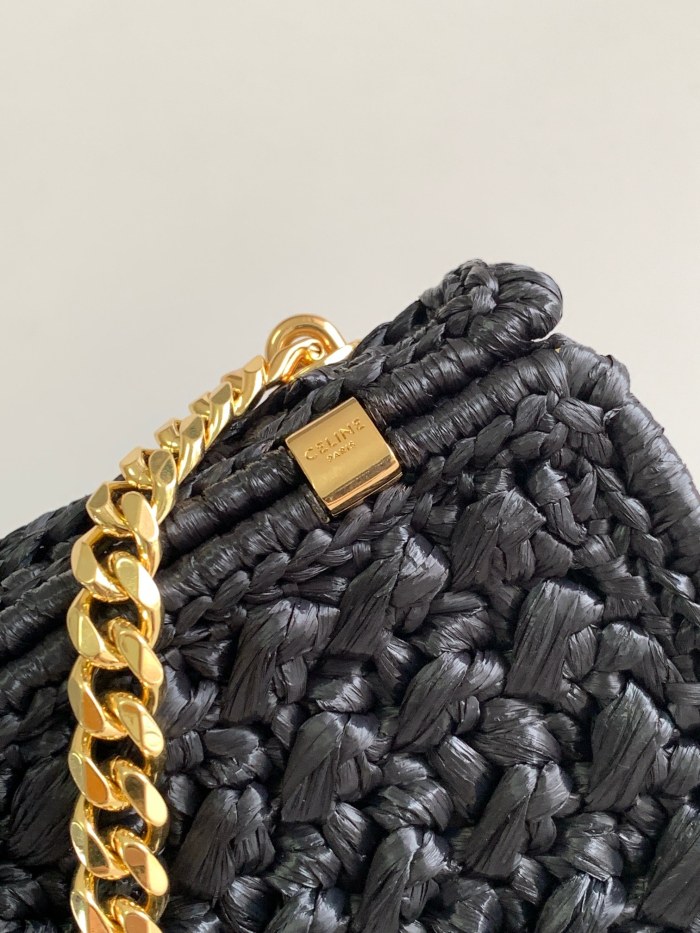 NIGO Celine TRIOMPHE Women's Monogrammed Gold Buckle Raffia Woven Solid Color Crossbody Shoulder Bag Bags #nigo73313