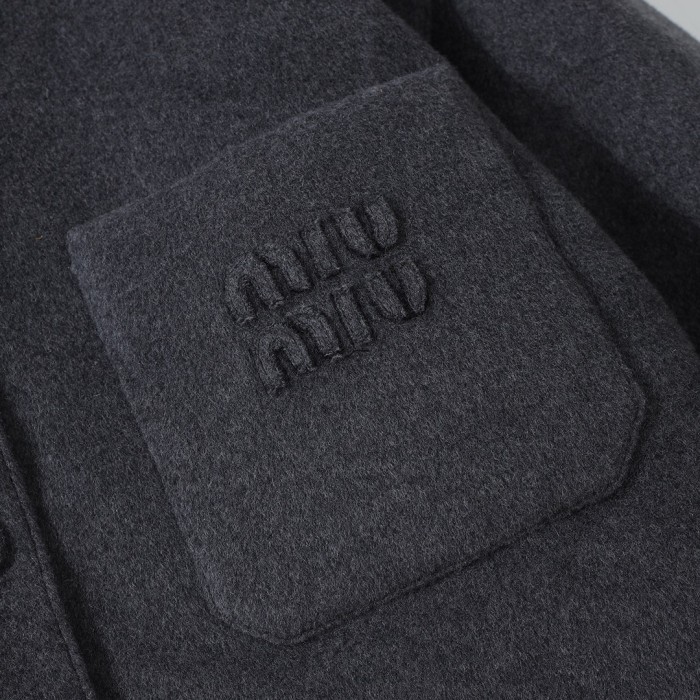 NIGO MiuMiu Women's Autumn and Winter Embroidery Letter Logo Tweed Down Long Sleeve Jacket #nigo73317