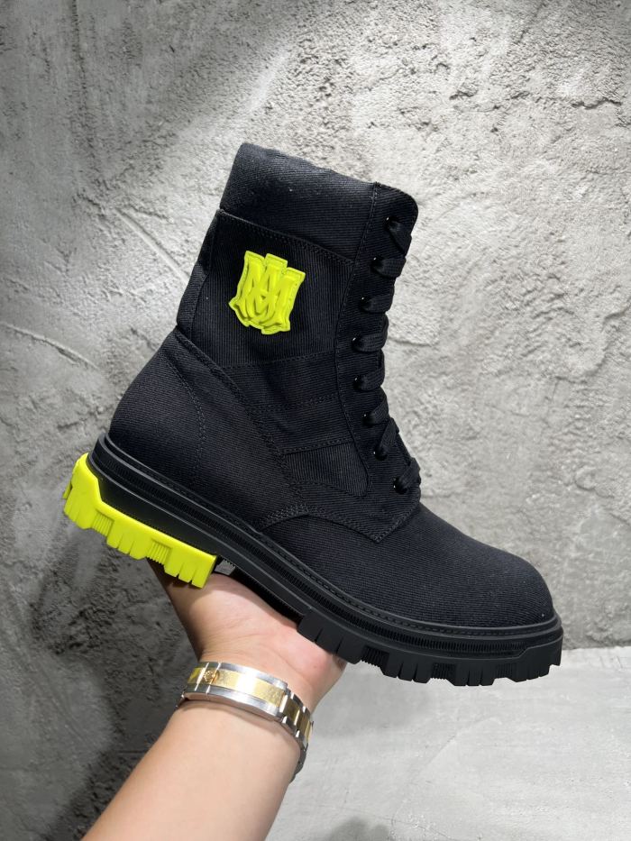 NIGO AMIRI Men's Autumn And Winter Collision Denim Zip High-top Short Boots Fashion Shoes Simple Casual Cowhide Lining Men's Boots #nigo71667