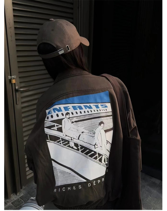 NIGO Enfants Riches Deprimes Men's Spring and Autumn Vintage Old Sandblasted Faded Zipper Solid Color Washed Pilot Long Sleeve Jacket Ngvp #nigo9372