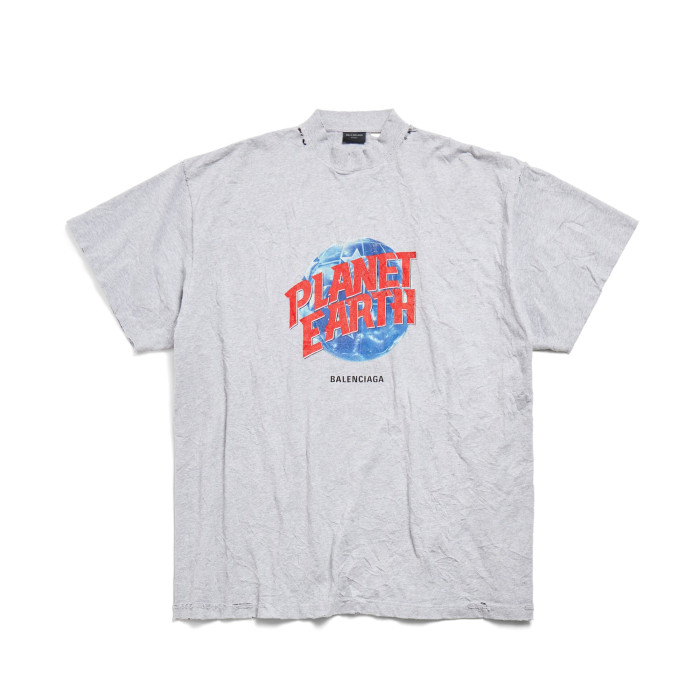 NIGO Balenciaga Men's Summer Logo Earth Print Round Neck Retro Do Old Loose Solid Color Cotton Short Sleeve T-Shirt #nigo71642