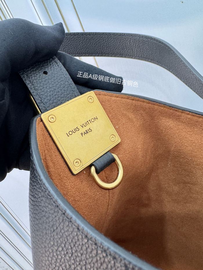 NIGO Louis Vuitton Women's Black Metal Hardware Hook And Loop Closure Smooth Cowhide Leather Handbag Shoulder Bag Bags #nigo73332