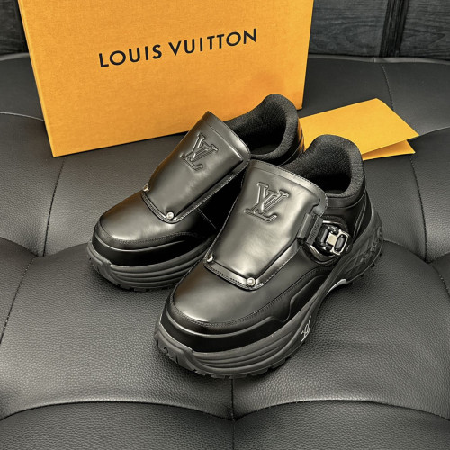 NIGO Louis Vuitton Men's Metal Buckle Closure Solid Color Leather Casual Low Top Sneakers Shoes #nigo73351