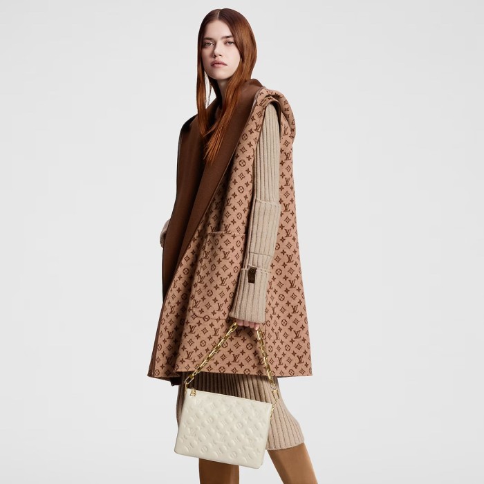 NIGO Louis Vuitton Women's Fall/Winter Brown Logo Letter Printed Reversible Wool Hooded Wrap Long Sleeve Coat Jacket #nigo73338