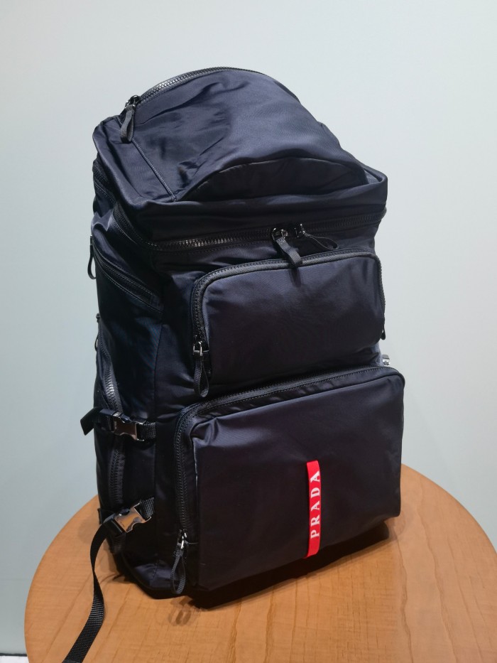 NIGO Prada Men's Black Nylon Fabric Multifunctional Hiking Backpack Shoulder Bag Bags #nigo73347