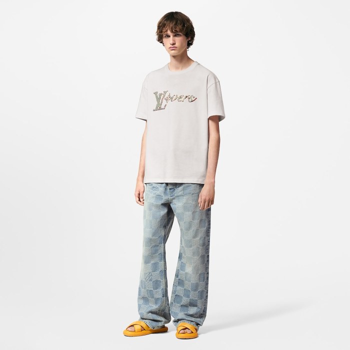 NIGO Louis Vuitton Men's Spring And Fall Jacquard Single-Breasted Lapel Long-Sleeved Faux Crystal Damier Denim Jacket Plaid Printed Straight Denim Pants Ngvp #nigo9383