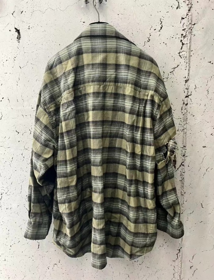 NIGO Balenciaga Men's Spring And Autumn Checkered Lapel Aged Cotton PARIS LIBERTY Loose Long Sleeve Solid Layered Shirt #nigo73368