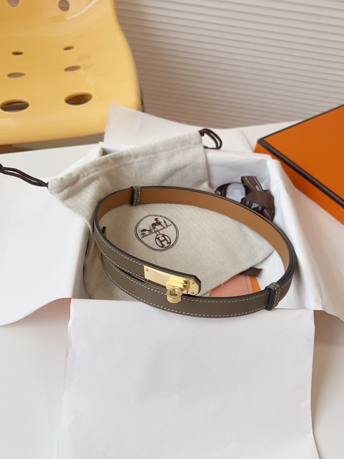 NIGO Hermes Epsom Calfskin Belt Kelly Belt Buckle Fashion Luxury Temperament Thin Belt Width 18MM #nigo73379