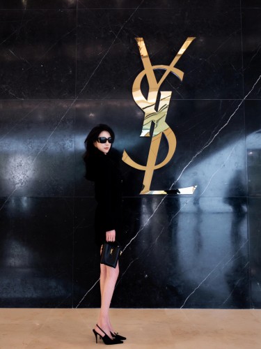 NIGO SAINT LAURENT Women's Spring, Autumn And Winter Double-Breasted Belt Solid Color Wool Short Black Dress Long-Sleeved Straight Coat Ngvp #nigo9399