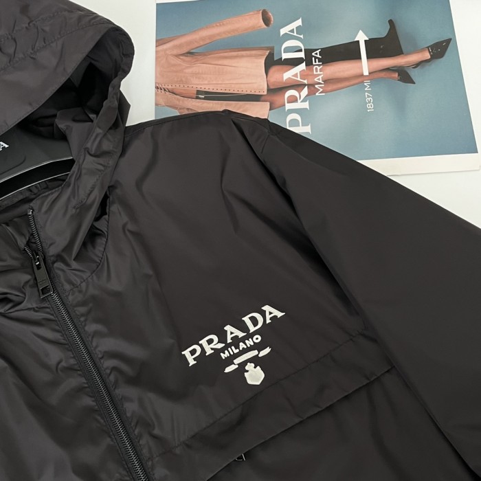 NIGO Prada Men's Spring and Summer Fashion Solid Color Zipper Long Sleeve Hooded Jacket #nigo73389