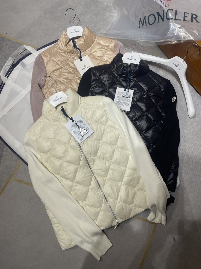 NIGO Moncler Women's Solid Color Autumn And Winter Standing Collar Zipper Splicing Long Sleeve Casual Puffer Down Jacket #nigo71643