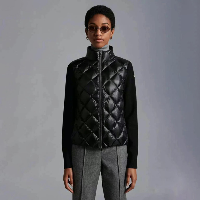 NIGO Moncler Women's Solid Color Autumn And Winter Standing Collar Zipper Splicing Long Sleeve Casual Puffer Down Jacket #nigo71643
