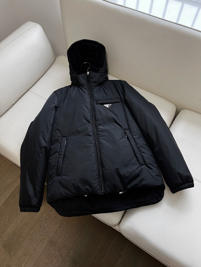NIGO Prada Men’s Autumn and Winter Solid Color Letter Logo Hooded Warm Zipper Long Sleeve Puffer Down Jacket #nigo73422