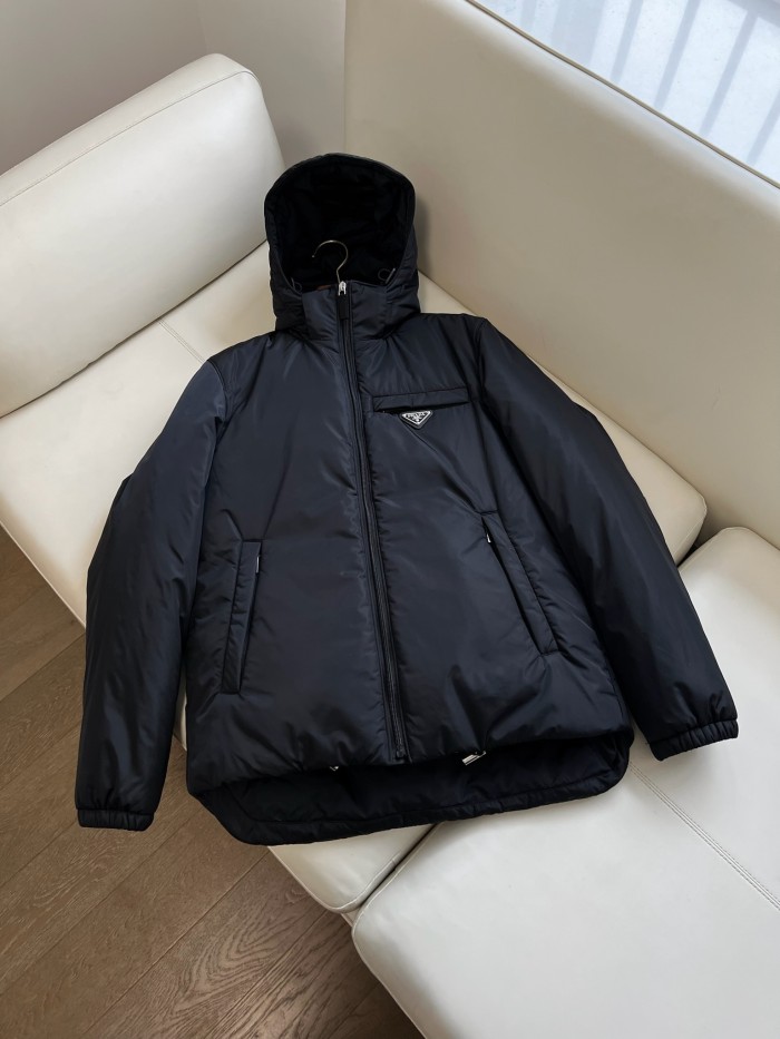 NIGO Prada Men’s Autumn and Winter Solid Color Letter Logo Hooded Warm Zipper Long Sleeve Puffer Down Jacket #nigo73422