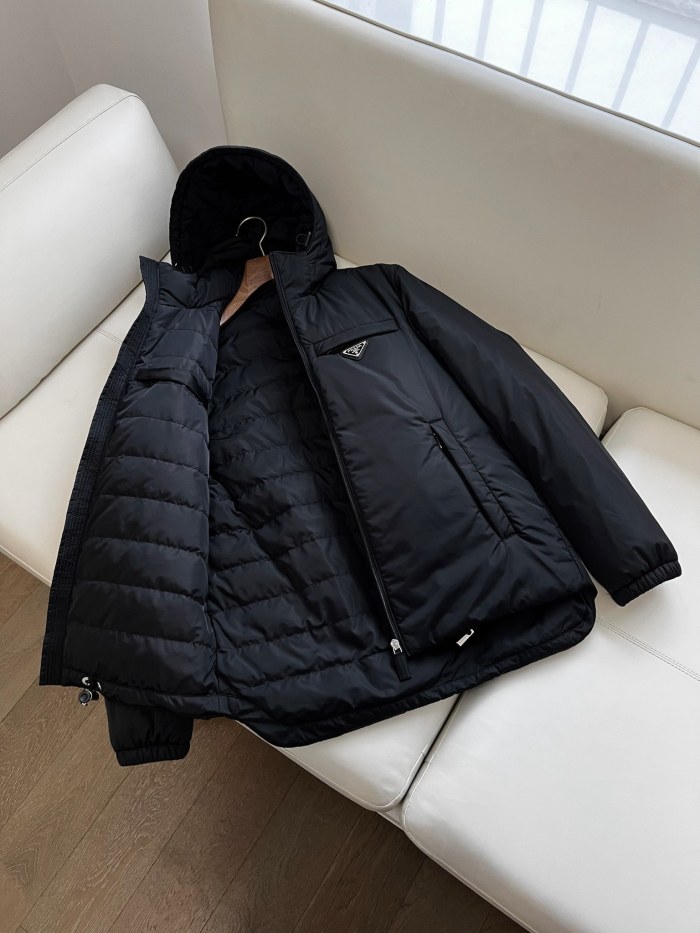 NIGO Prada Men’s Autumn and Winter Solid Color Letter Logo Hooded Warm Zipper Long Sleeve Puffer Down Jacket #nigo73422