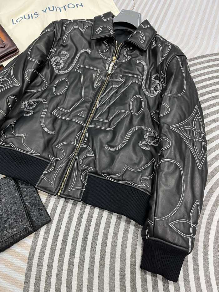 NIGO Louis Vuitton Men's Fall And Winter Black Full Print Pattern Lapel Zipper Long Sleeve Jacket #nigo73431