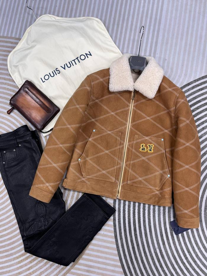 NIGO Louis Vuitton Men's Winter Logo Embroidery Wool Lapel Zipper Long Sleeve Jacket #nigo73429