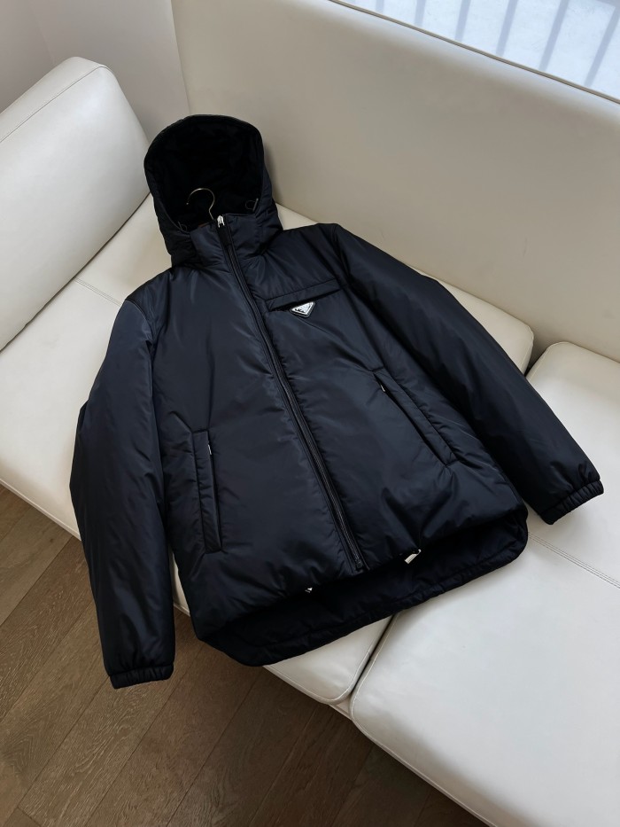 NIGO Prada Men’s Autumn and Winter Solid Color Letter Logo Hooded Warm Zipper Long Sleeve Puffer Down Jacket #nigo73422