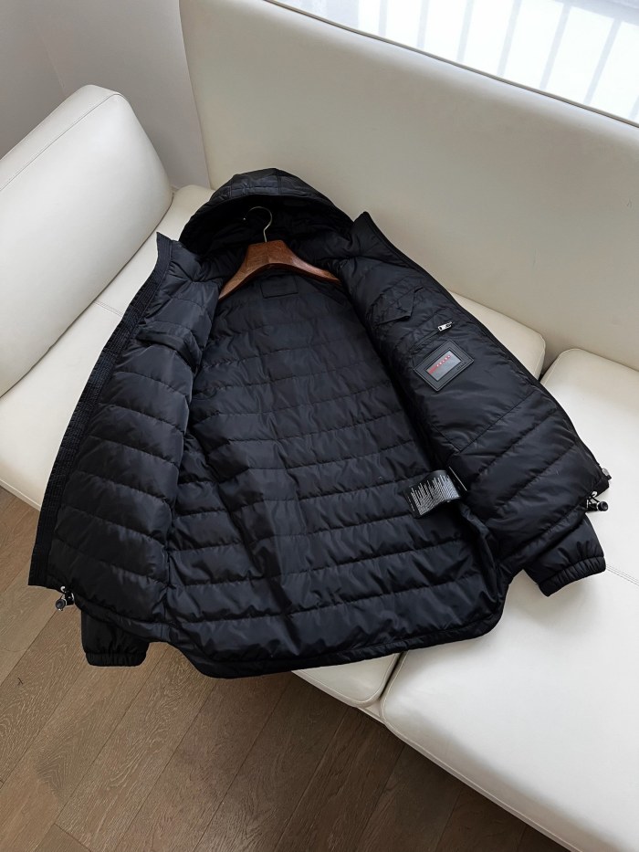 NIGO Prada Men’s Autumn and Winter Solid Color Letter Logo Hooded Warm Zipper Long Sleeve Puffer Down Jacket #nigo73422