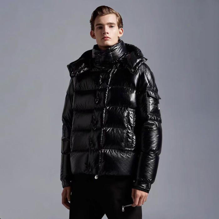 NIGO Moncler Men's Winter Warm Black Embroidered Logo Short Long Sleeve Hooded Puffer Down Jacket #nigo71645
