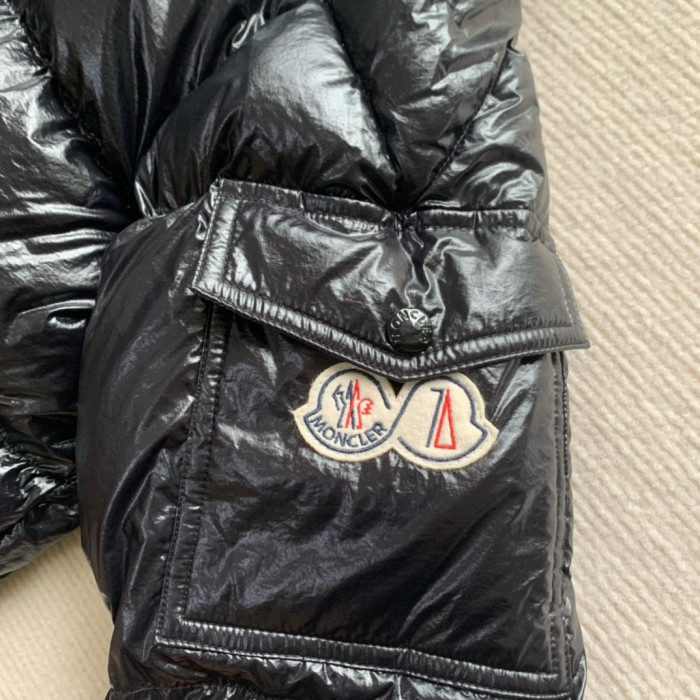 NIGO Moncler Men's Winter Warm Black Embroidered Logo Short Long Sleeve Hooded Puffer Down Jacket #nigo71645