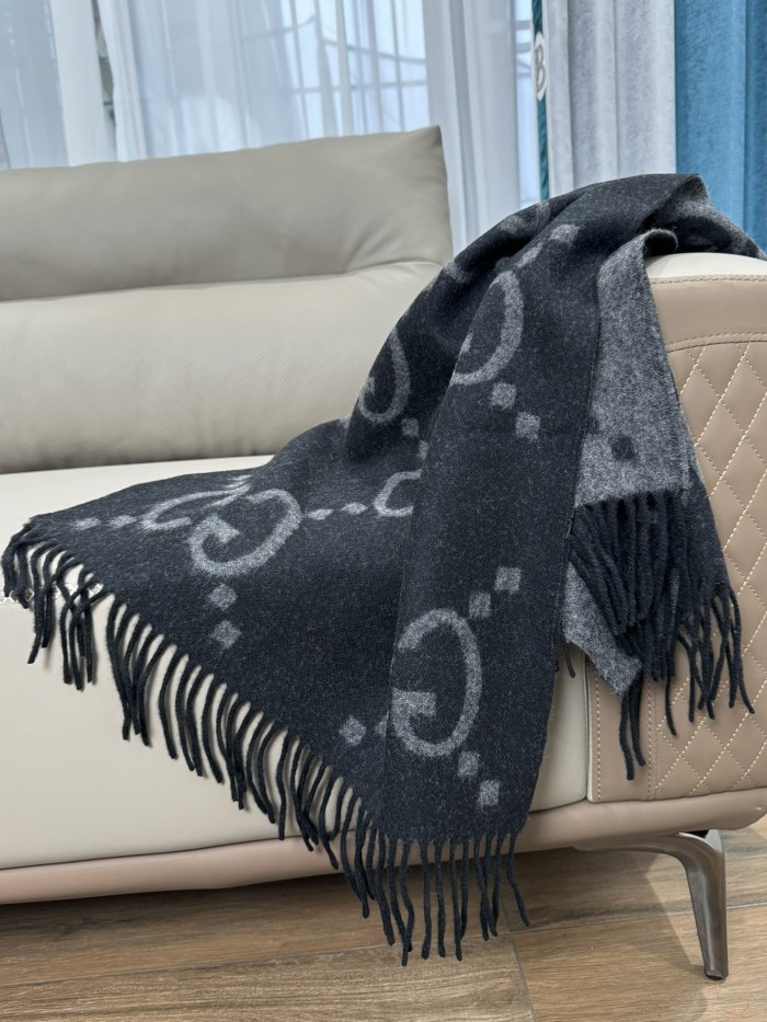 NIGO Gucci Women's Autumn and Winter Monogrammed Double Sided Cashmere Scarf #nigo73435