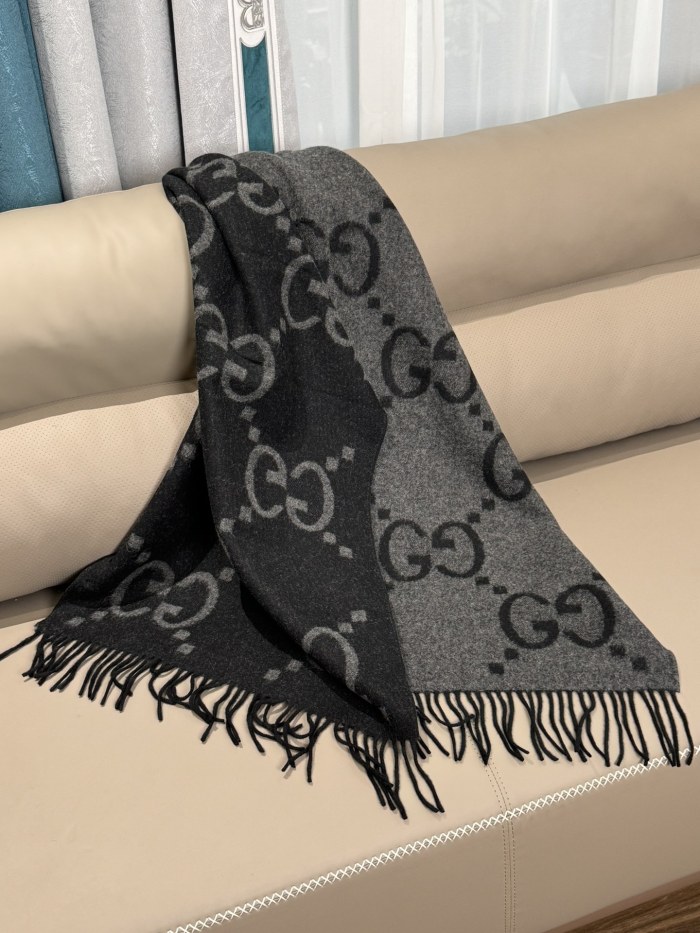 NIGO Gucci Women's Autumn and Winter Monogrammed Double Sided Cashmere Scarf #nigo73435