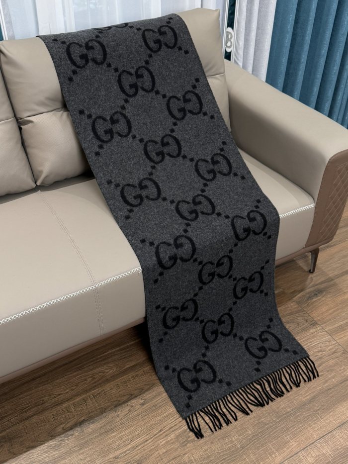 NIGO Gucci Women's Autumn and Winter Monogrammed Double Sided Cashmere Scarf #nigo73435