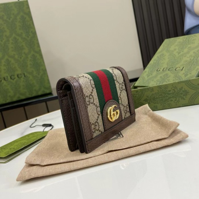 NIGO Gucci Women's Monogrammed Logo Flap Closure Leather Wallet Card Case Bag Bags #nigo73453