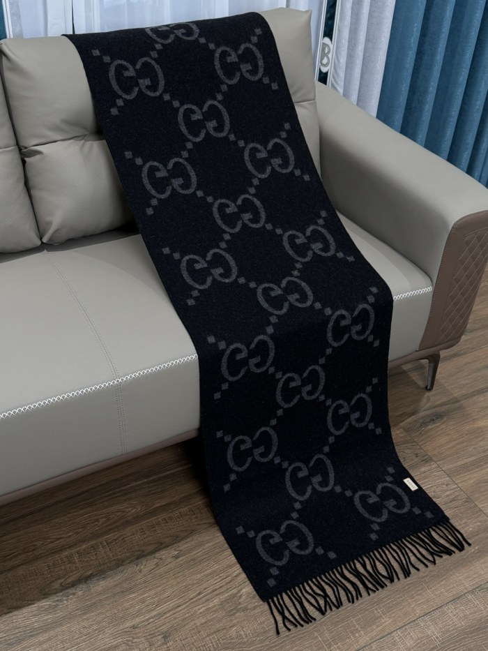 NIGO Gucci Women's Autumn and Winter Monogrammed Double Sided Cashmere Scarf #nigo73435