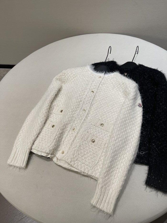 NIGO Moncler Women's Autumn and Winter Solid Color Single Breasted Wool Tweed Patchwork Puffer Down Long Sleeve Jacket #nigo73445