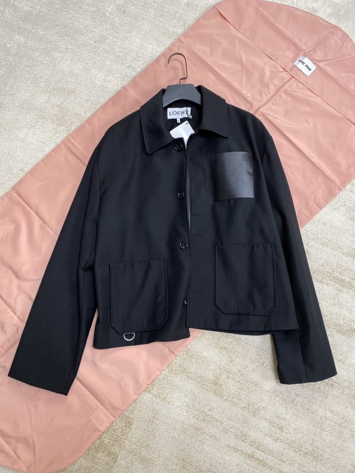 Men's Fall/Winter Logo Embossed Patch Pocket Wool Single Breasted Loose Long Sleeve Jacket #nigo73439