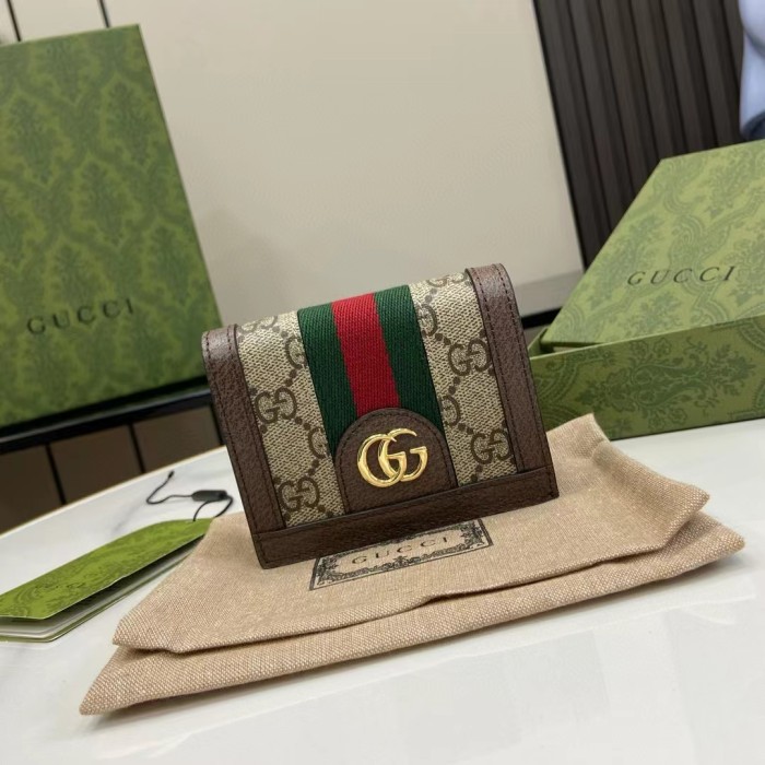 NIGO Gucci Women's Monogrammed Logo Flap Closure Leather Wallet Card Case Bag Bags #nigo73453