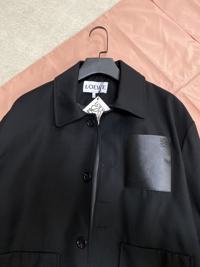 Men's Fall/Winter Logo Embossed Patch Pocket Wool Single Breasted Loose Long Sleeve Jacket #nigo73439