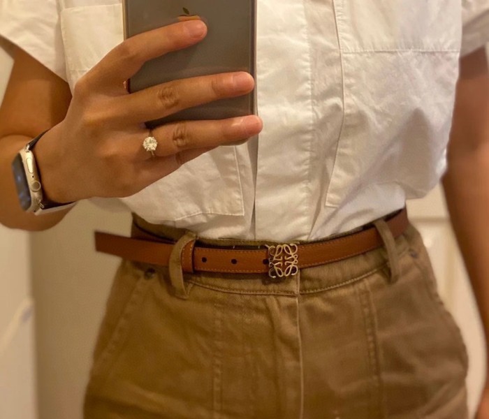 NIGO Loewe Women's Metal Hollow Logo Leather Belt 2.0cm #nigo73458