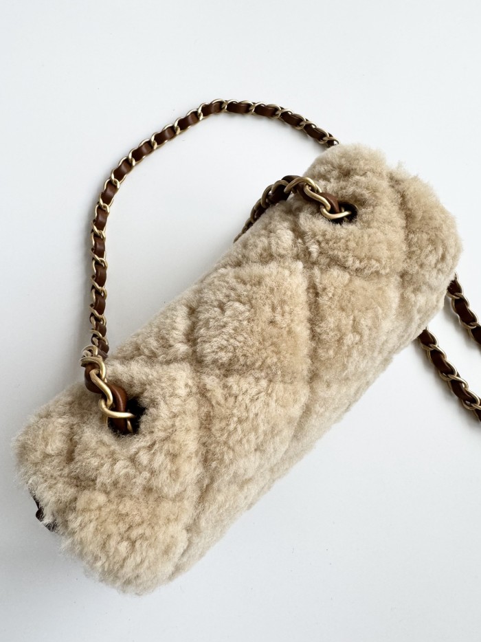 NIGO Chanel Women's Beige Spell Brown Lock Closure Chain Shoulder Strap Lambskin Tote Shoulder Bag Bags #nigo73463