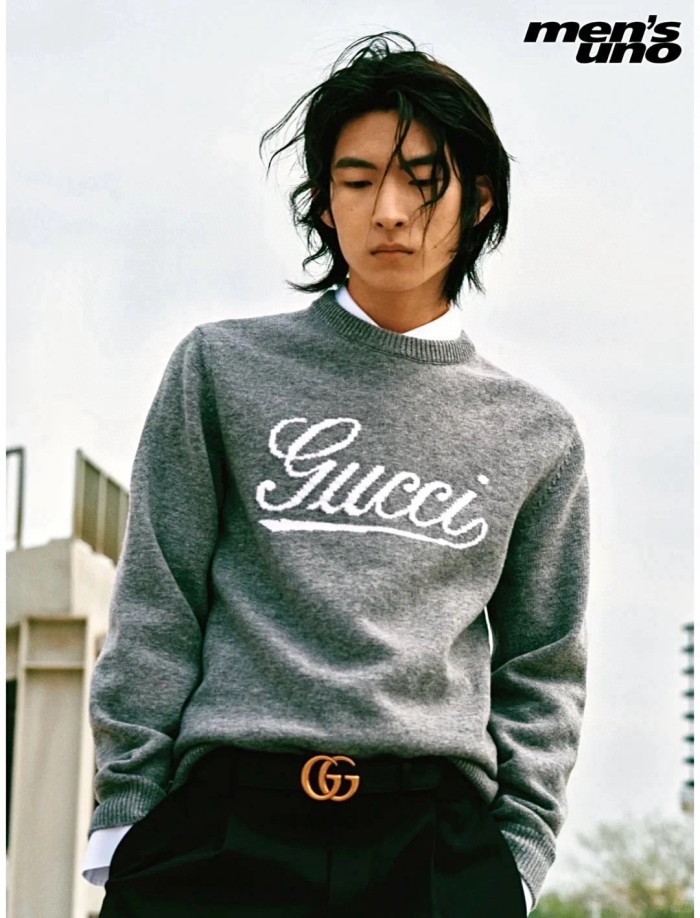 NIGO Gucci Men's Autumn and Winter Gray Logo Letter Applique Crew Neck Pullover Wool Long Sleeve Sweater #nigo286788