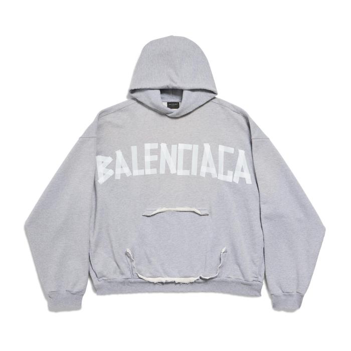NIGO Balenciaga Men's Spring and Autumn Gray Letter Logo Printed Hooded Long Sleeve Sweatshirt Pullover #nigo73489
