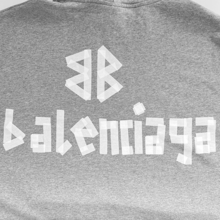 NIGO Balenciaga Men's Spring and Autumn Gray Letter Logo Printed Hooded Long Sleeve Sweatshirt Pullover #nigo73489